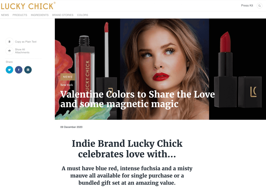 Press release example - Lucky Chick